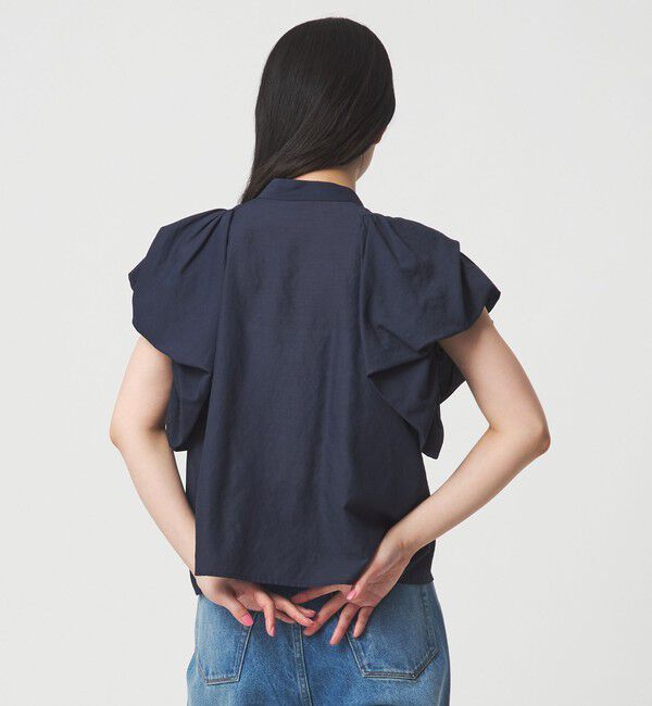 EMMEL REFINES「＜EMMEL REFINES＞EM バンドカラー パフスリーブ ブラウス」|シャツ・ブラウス|