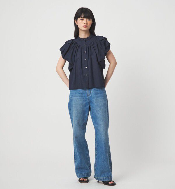 EMMEL REFINES「＜EMMEL REFINES＞EM バンドカラー パフスリーブ ブラウス」|シャツ・ブラウス|