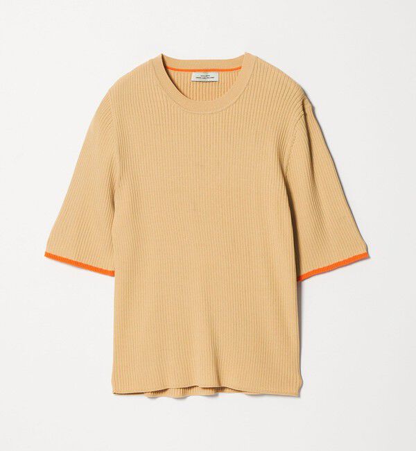 UNITED ARROWS green label relaxing「【WEB限定】＜at ease＞ソデサキ バイカラー 5分袖 プルオーバー ニット」|ニット・セーター|BEIGE
