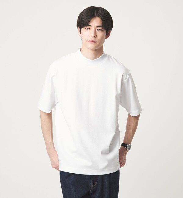 UNITED ARROWS green label relaxing「オーガニックコットン ポンチ モックネック Tシャツ -接触冷感-」|Tシャツ・カットソー|WHITE