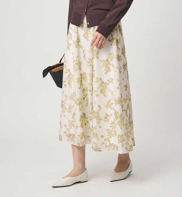 UNITED ARROWS green label relaxing「フラワー プリント スカート」|フレア|OFF WHITE