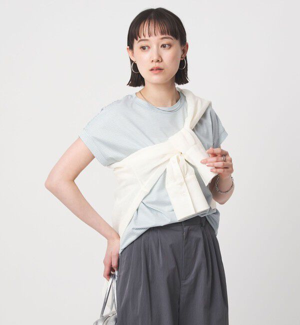 UNITED ARROWS green label relaxing「グロッシー フレンチスリーブ Tシャツ 制菌」|Tシャツ・カットソー|