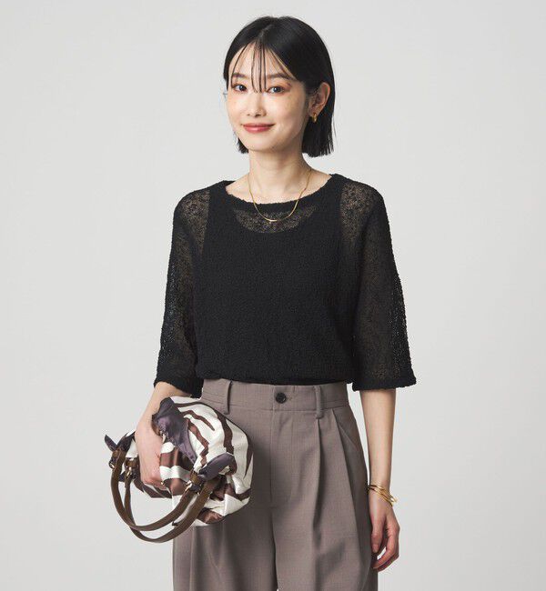 UNITED ARROWS green label relaxing「ノットヤーン ショートスリーブ プルオーバー ウォッシャブル」|ニット・セーター|