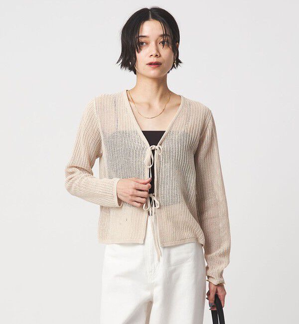 UNITED ARROWS green label relaxing「メッシュ リボン Vネック カーディガン」|カーディガン|
