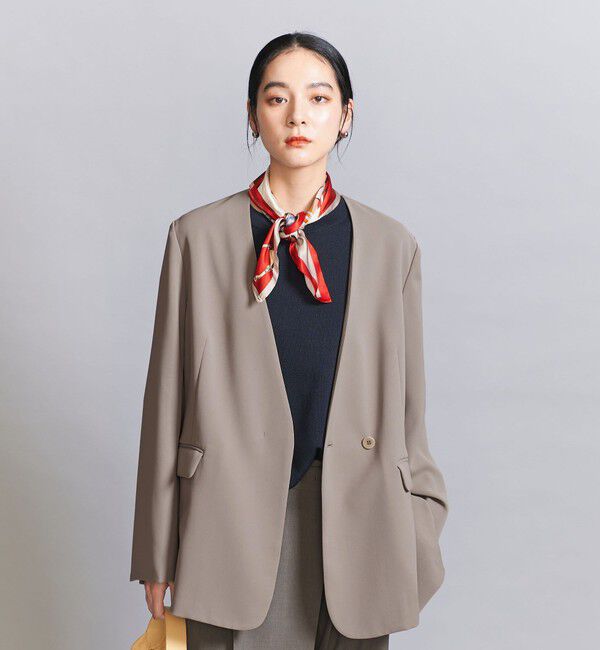 BEAUTY&YOUTH UNITED ARROWS「【WEB限定 Wardrobe DAILY MINIMAL】ダブルクロス カラーレスジャケット ウォッシャブル」|ノーカラージャケット|