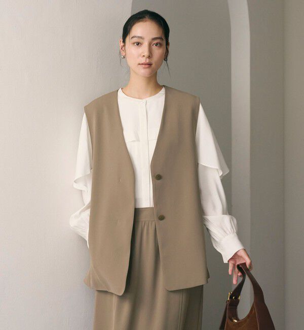 BEAUTY&YOUTH UNITED ARROWS「【WEB限定 Wardrobe DAILY MINIMAL】ダブルクロス リボンベルトジレ ウォッシャブル」|ベスト・ジレ|