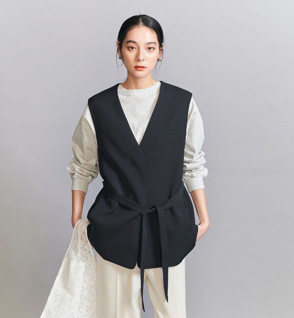 BEAUTY&YOUTH UNITED ARROWS「【WEB限定 Wardrobe DAILY MINIMAL】ダブルクロス リボンベルトジレ ウォッシャブル」|ベスト・ジレ|