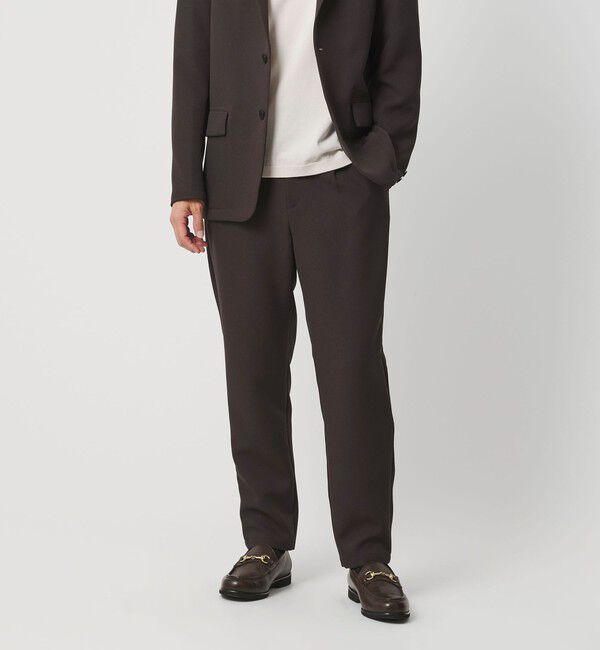 BEAUTY&YOUTH UNITED ARROWS「東レ/TORAY ワルツ 1プリーツ テーパード パンツ NO.5 セットアップ対応 ヨコストレッチ ウォッシャブル」|チノ|DK.BROWN