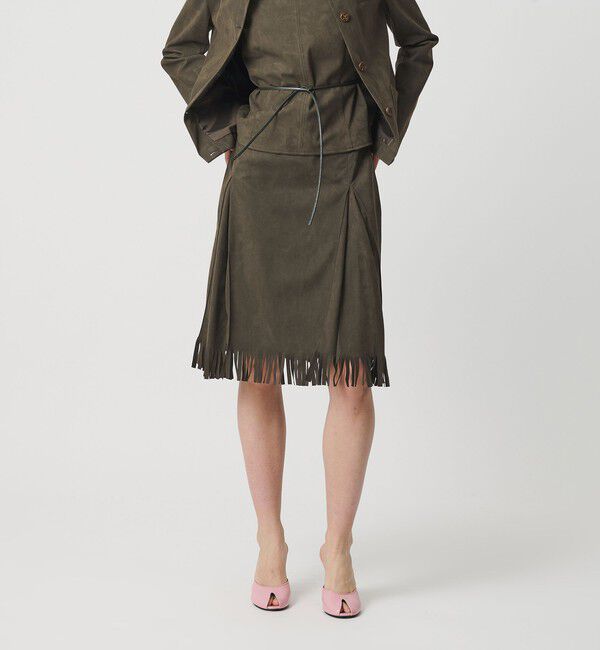 ATTISESSION「＜ATTISESSION＞スエードライク フリンジ スカート」|スカート|