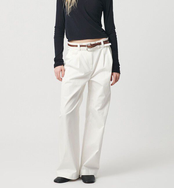 ATTISESSION「＜ATTISESSION＞ベルト 2タック ストレート パンツ 3」|その他|WHITE