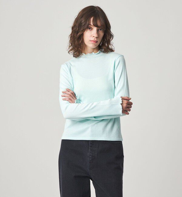 STEVEN ALAN「＜Steven Alan＞ドット リブ フリル プルオーバー」|Tシャツ・カットソー|LT.BLUE