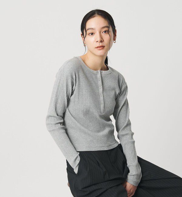 BEAUTY&YOUTH UNITED ARROWS「【WEB限定】ランダムリブ ヘンリーネック スナッププルオーバー」|Tシャツ・カットソー|