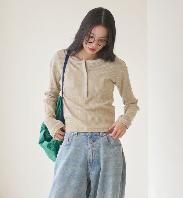 BEAUTY&YOUTH UNITED ARROWS「【WEB限定】ランダムリブ ヘンリーネック スナッププルオーバー」|Tシャツ・カットソー|