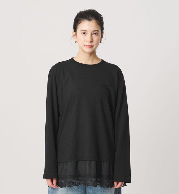 BEAUTY&YOUTH UNITED ARROWS「レースドッキング　ロングスリーブTシャツ」|Tシャツ・カットソー|