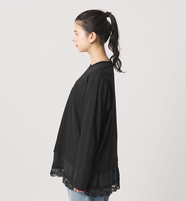 BEAUTY&YOUTH UNITED ARROWS「レースドッキング　ロングスリーブTシャツ」|Tシャツ・カットソー|
