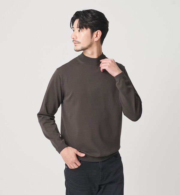 BEAUTY&YOUTH UNITED ARROWS「【WEB限定 WARDROBE SMART】KOUKIN ハイゲージ ニット モックネック【抗菌・防臭】」|ニット・セーター|DK.GRAY