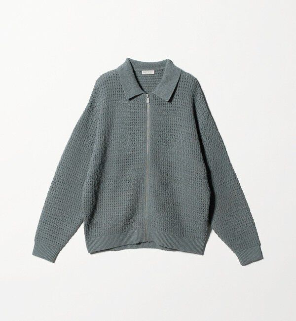 BEAUTY&YOUTH UNITED ARROWS「ブークレ レース ジップ ポロジャケット ウォッシャブル」|カーディガン|OLIVE
