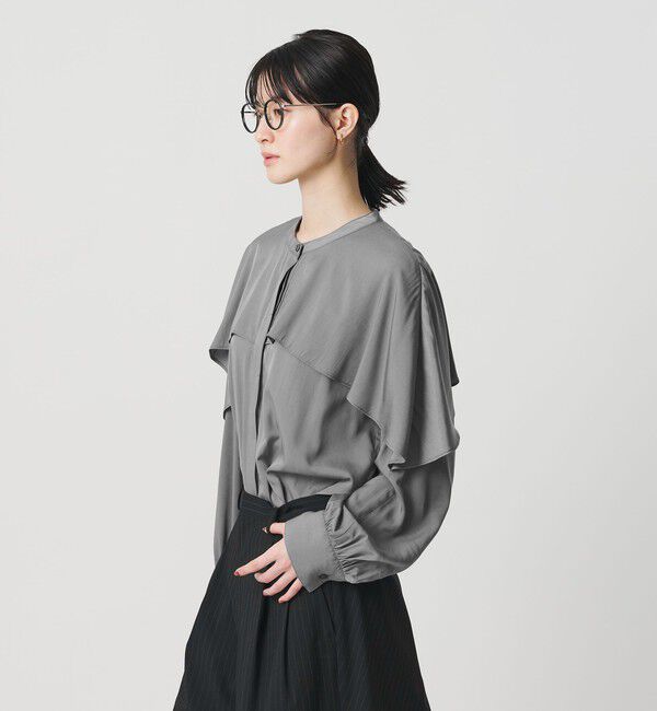 BEAUTY&YOUTH UNITED ARROWS「【WEB限定 Wardrobe DAILY MINIMAL】フリルレイヤーブラウス ウォッシャブル」|シャツ・ブラウス|MD.GRAY