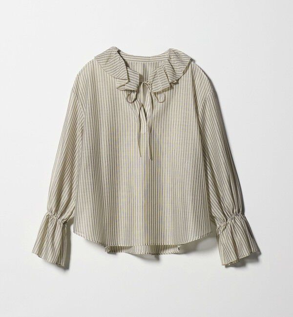BEAUTY&YOUTH UNITED ARROWS「ストライプ ラッフル スキッパーブラウス ウォッシャブル」|シャツ・ブラウス|
