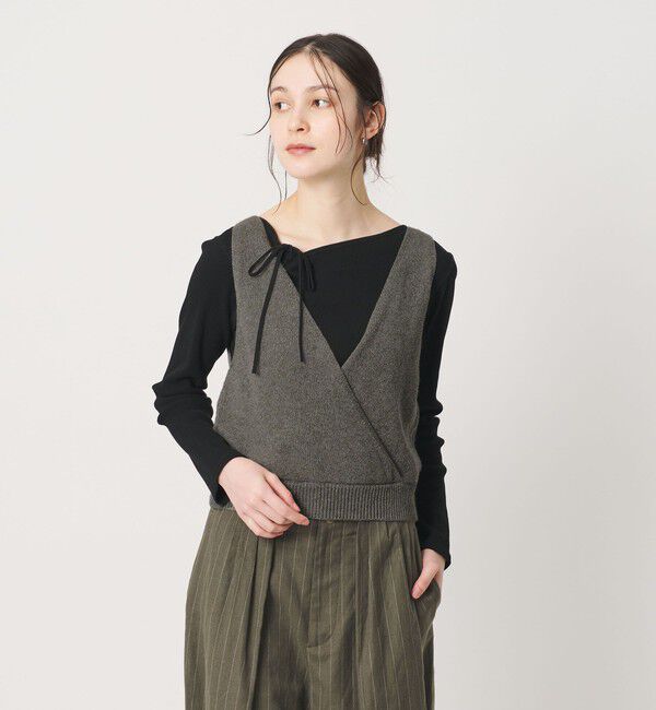 BEAUTY&YOUTH UNITED ARROWS「コットン麻ブレンド カシュクール 2WAYニットベスト  ウォッシャブル」|ベスト・ジレ|