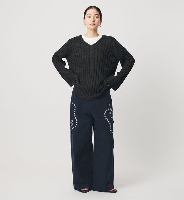 BEAUTY&YOUTH UNITED ARROWS「レーヨンブレンド ワイドリブ Vネックニットプルオーバー」|ニット・セーター|