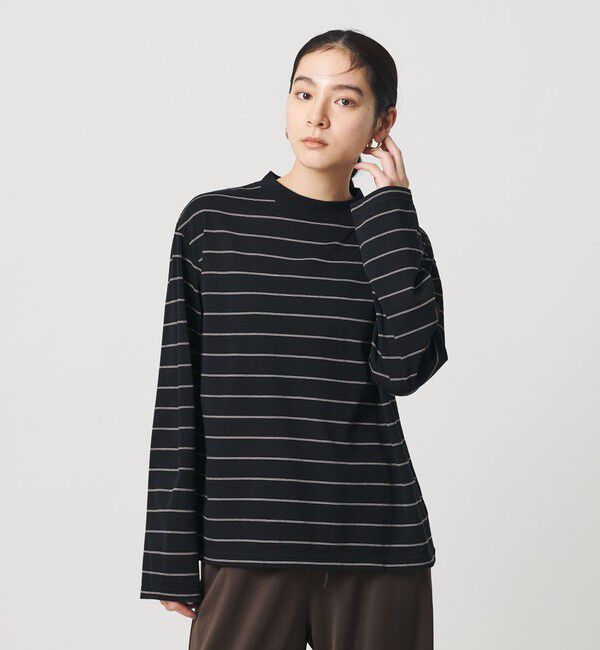 BEAUTY&YOUTH UNITED ARROWS「コットンポリエステル ボーダー ロングスリーブTシャツ」|Tシャツ・カットソー|BLACK