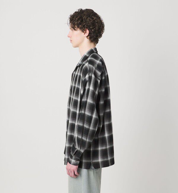 MONKEY TIME「コットン レーヨン オンブレ チェック オープンカラー シャツ」|シャツ・ブラウス|