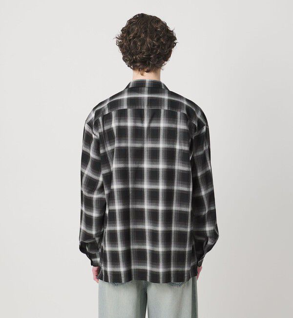 MONKEY TIME「コットン レーヨン オンブレ チェック オープンカラー シャツ」|シャツ・ブラウス|