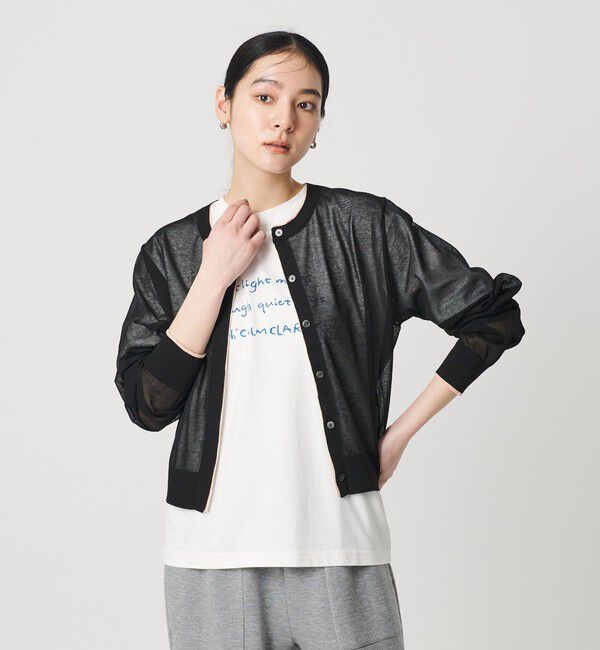 BEAUTY&YOUTH UNITED ARROWS「ライン クルーネック カーディガン ウォッシャブル」|カーディガン|BLACK