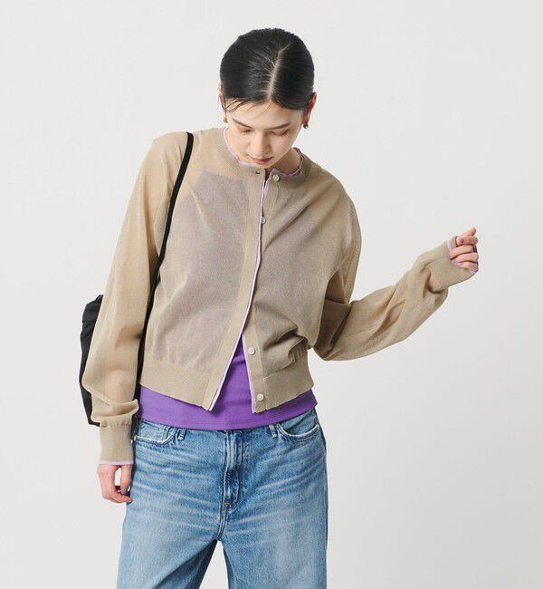 BEAUTY&YOUTH UNITED ARROWS「ライン クルーネック カーディガン ウォッシャブル」|カーディガン|