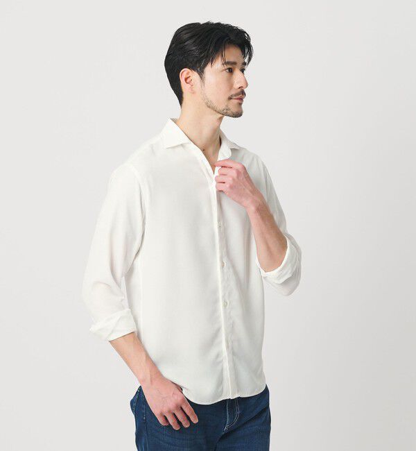 BEAUTY&YOUTH UNITED ARROWS「【WEB限定 WARDROBE SMART】リネンライク ワイドカラー スキッパー シャツ」|シャツ・ブラウス|