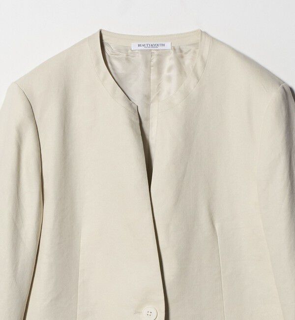 BEAUTY&YOUTH UNITED ARROWS「麻ブレンド カラーレス シングル ジャケット UVカット」|ノーカラージャケット|