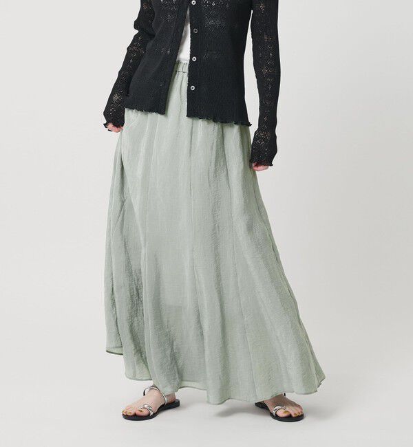 BEAUTY&YOUTH UNITED ARROWS「セルロースナイロン ワッシャーロングスカート ウォッシャブル」|スカート|LIME