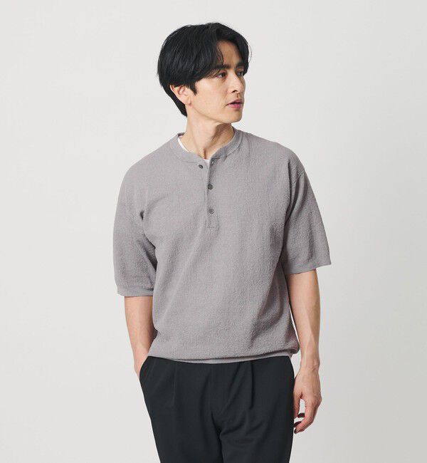 BEAUTY&YOUTH UNITED ARROWS「エアミラノ ヘンリーネック ニット ウォッシャブル 抗菌 防臭機能付き 」|ニット・セーター|LT.GRAY