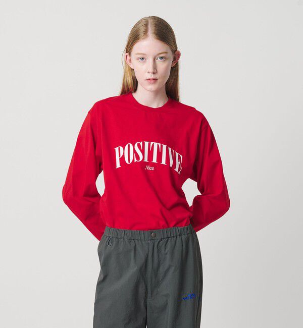 NICE WEATHER「＜NICE WEATHER＞POSITIVE ロングスリーブTシャツ」|Tシャツ・カットソー|RED