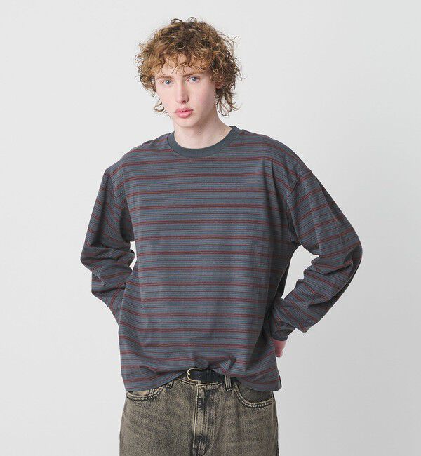 BEAUTY&YOUTH UNITED ARROWS「オルタネイトボーダー ボリュームスリーブ クルーネック カットソー」|Tシャツ・カットソー|MD.GRAY