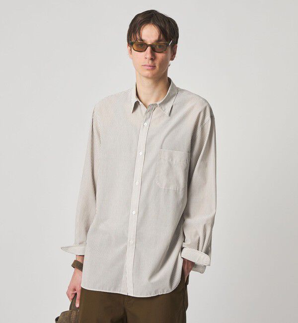 STEVEN ALAN「＜Steven Alan＞ 100 ガスボイル ストライプ レギュラーカラー シャツ LOOSE」|シャツ・ブラウス|