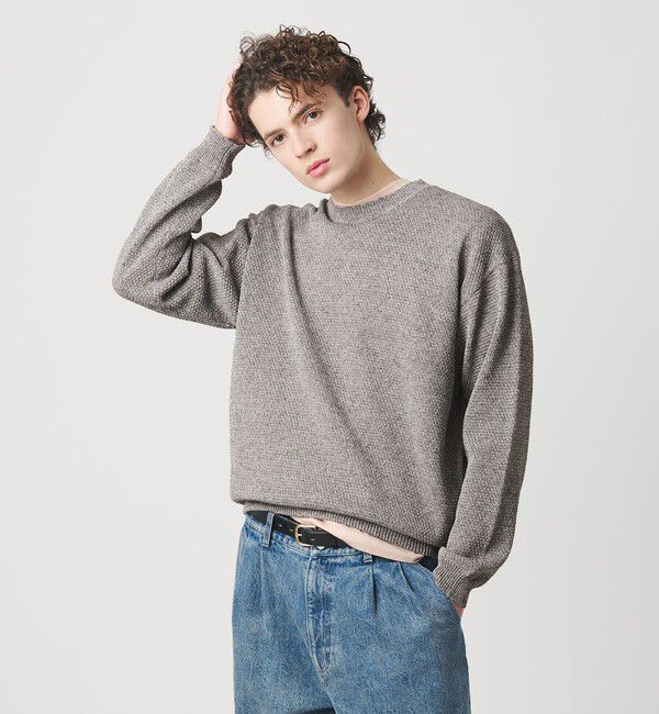 BEAUTY&YOUTH UNITED ARROWS「リネンブレンド メランジ クルーネック ニット ウォッシャブル」|ニット・セーター|