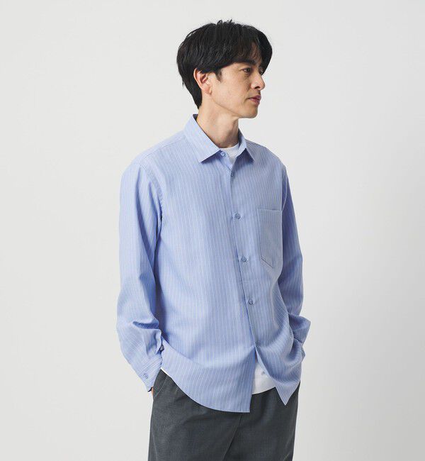 BEAUTY&YOUTH UNITED ARROWS「ライト リネンタッチ ストライプ レギュラー シャツ FORM TAPERD型」|シャツ・ブラウス|