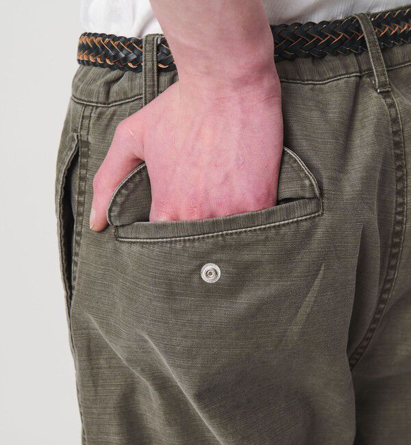 MONKEY TIME「ピグメント バックサテン カーブ カーゴ パンツ」|チノ|