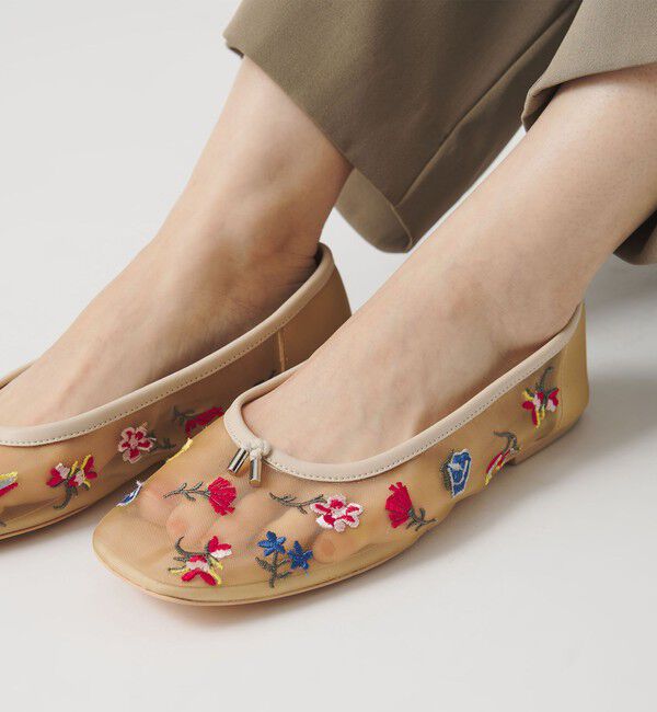 BEAUTY&YOUTH UNITED ARROWS「チュール フラワー エンブロイダリー バレエシューズ」|バレエシューズ|