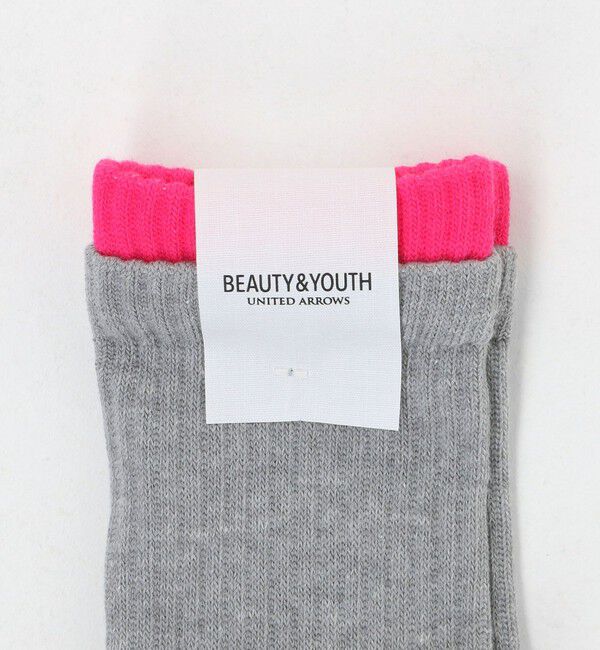 BEAUTY&YOUTH UNITED ARROWS「レイヤード リブ パイル クウォータ― ソックス」|ソックス|