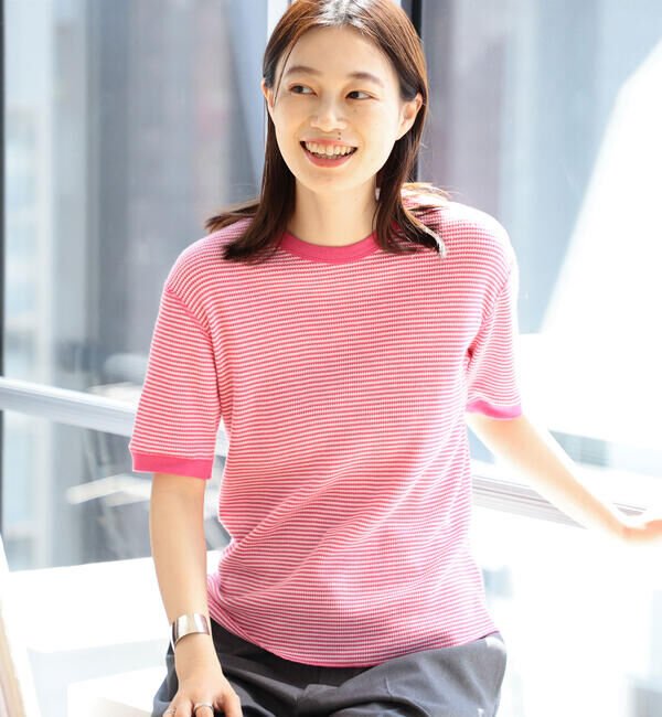 BEAMSBOY「【別注】Healthknit / ワッフル ボーダー Tシャツ」|Tシャツ・カットソー|