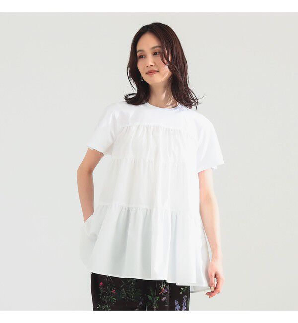 Demi-Luxe BEAMS 「コンビ ティアード プルオーバー」|シャツ・ブラウス|WHITE