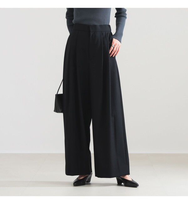 Demi-Luxe BEAMS 「ATON / ウールトロピカル ワイドイージーパンツ」|チノ|BLACK