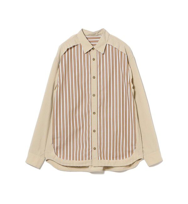 BEAMSBOY「maturely / ストライプ アンド ソリッド カットオフ ロングスリーブ シャツ」|シャツ・ブラウス|