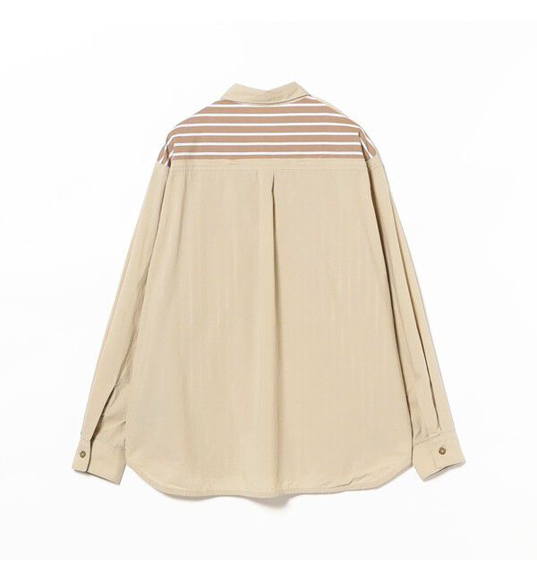BEAMSBOY「maturely / ストライプ アンド ソリッド カットオフ ロングスリーブ シャツ」|シャツ・ブラウス|