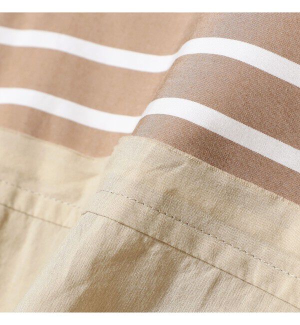 BEAMSBOY「maturely / ストライプ アンド ソリッド カットオフ ロングスリーブ シャツ」|シャツ・ブラウス|