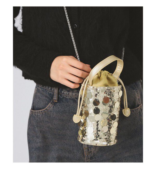 Ray BEAMS 「blicenscell / sequin buscket バッグ」|ハンドバッグ|GOLD