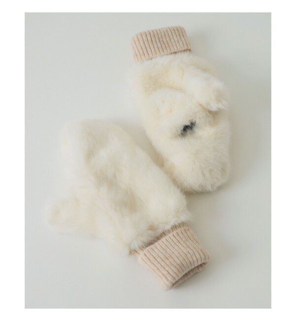 Ray BEAMS 「【別注】CONTROL FREAK / フェイク ファー ミトン」|手袋|WHITE